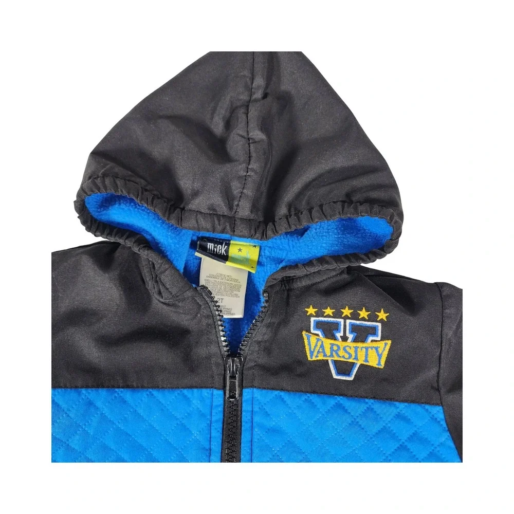 Mick Mack LTD‎ Toddler Boy 2T Black Blue Varsity Hooded Fleece Lined Jacket